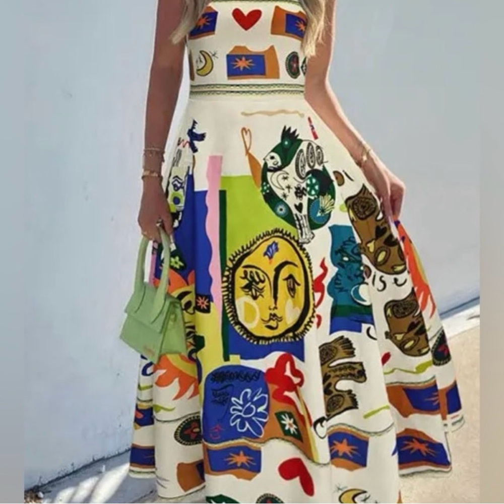 Rosa Clothing-Abstract Design Dress